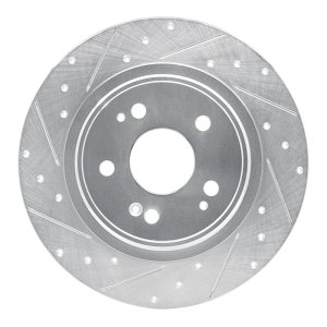 Acura MDX Brake Rotor (1) - Rear Left - R1 Concepts - Drilled & Slotted - Silver - `17-`20 Acura MDX Brake Rotor (1) - Rear Left - R1 Concepts - Drilled & Slotted - Silver - `17-`20
